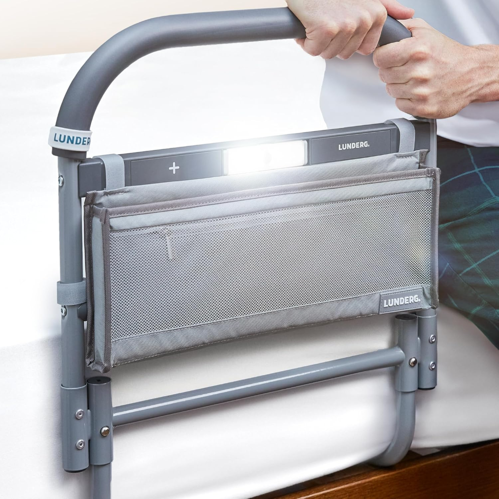 . Lunderg Bed Rail with Pocket Organizer and Motion Light
