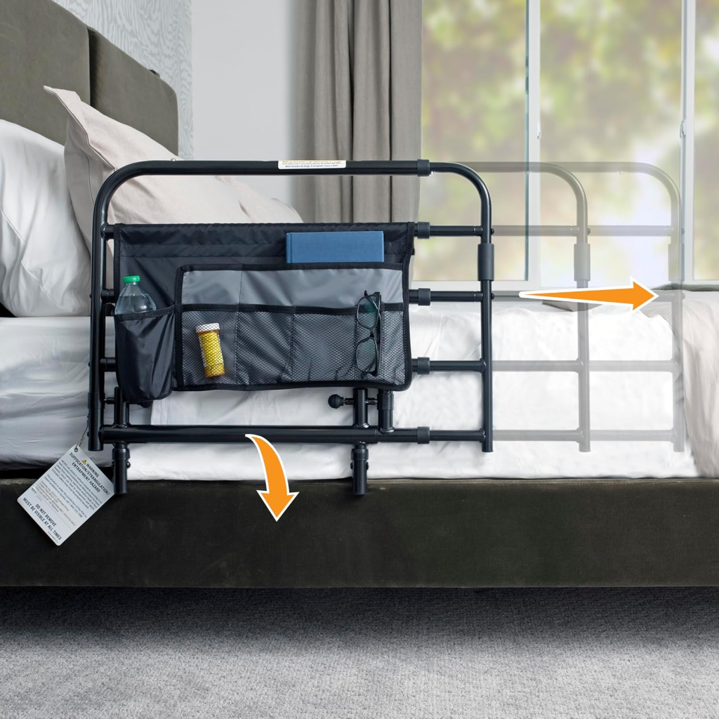 Lunderg Bed Rail with Pocket Organizer and Motion Light