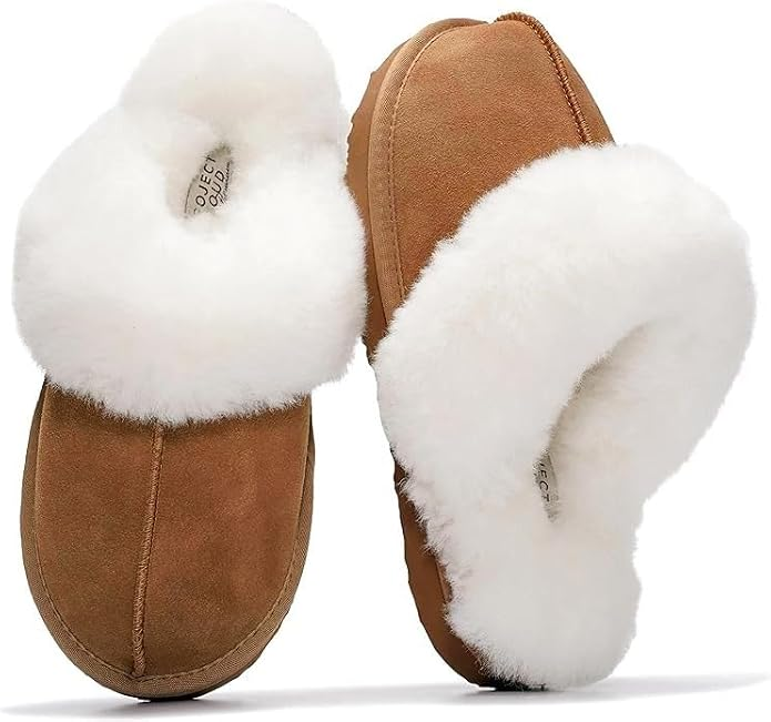 Project Cloud Genuine Leather Fur-Lined Non-Slip Slippers