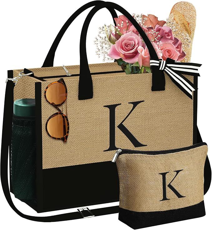 YOOLIFE Canvas Tote Bag & Makeup Bag Set